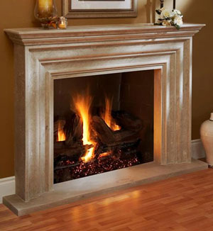 1113.1110 Crown gas fireplace cast stone mantel Calgary