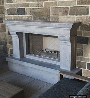 1147.556 outdoor gas fireplace cast stone mantel Montreal
