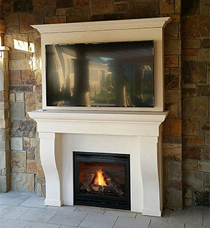1147.599 Capri Heat Glo Outdoor fireplace cast stone mantel Nashville