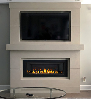 Stacked stone & LHD45 Napoleon Linear High Definition Gas Fireplace Montreal