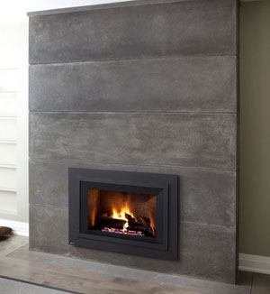 stacked stone gray wood fireplace valor