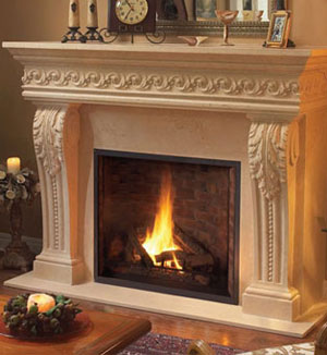 1110.Scroll.529 fireplace stone mantel