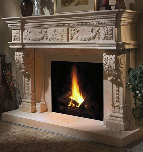 1152.546 fireplace stone mantel