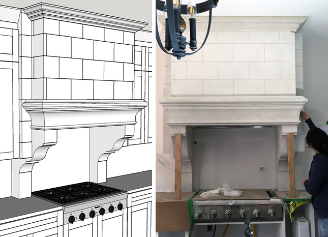 A cast stone hood for any space