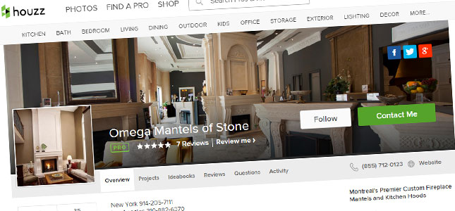 Omega Mantels receives Best Of Houzz 2015 Award