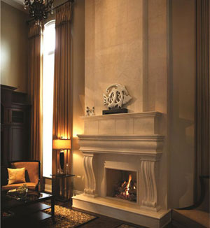 Regal stone fireplace mantel