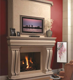 Tuscan cast stone fireplace