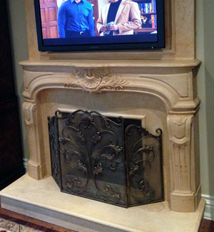 1107.Capri louisXV wood fireplace cast stone mantel Naples