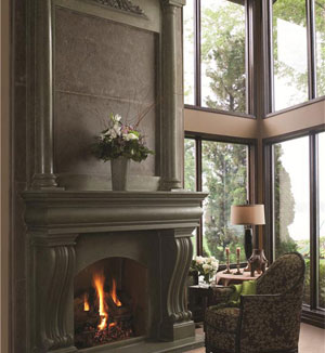 Azzuro cast stone fireplace mantel