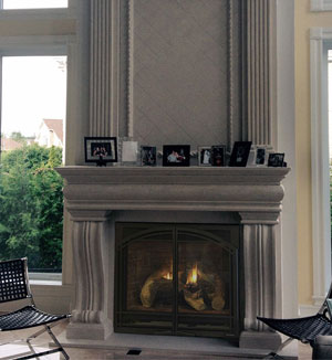 1108.536.Royal Heat Glo Gas Fireplace cast stone mantel New York