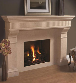 Flute cast stone mantel fireplace