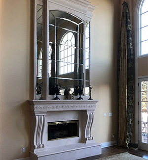 1110.Leaf.536 Regal Mirror installation on Superior fireplace