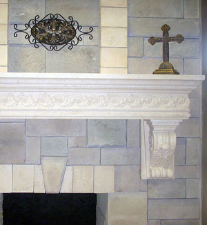 1110.Scroll cast stone fireplace shelf cast stone mantel Atlanta