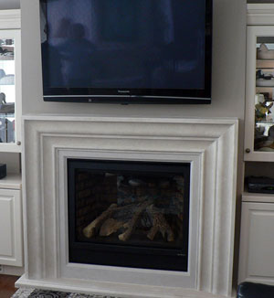1113 Heat Glo Gas Fireplace cast stone mantel New Jersey