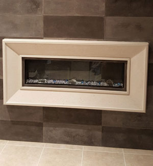 1116 Amantii linear fireplace cast stone mantel Toronto