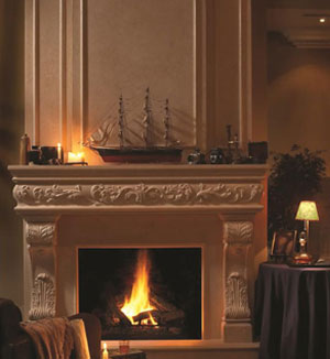Regal cast stone fireplace mantel