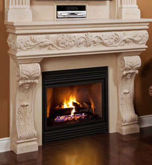 1136.548.Regal cast stone mantel gas fireplace