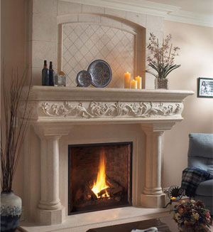 Caledon cast stone fireplace mantel