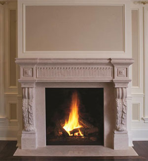 Sahara stone fireplace mantel