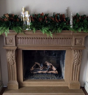 1141.529 cast stone mantel wood gas logs fireplace