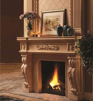 Royal cast stone fireplace mantel