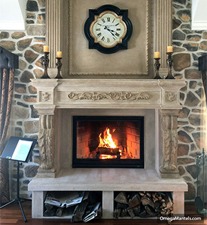 1142.524 Royal wood burning Valcourt fireplace cast stone mantel New Jersey