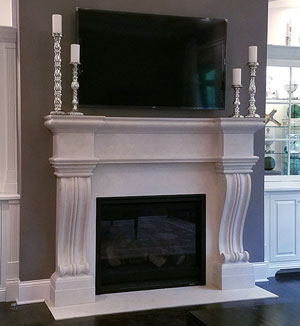 1143.536 cast stone mantel HEAT GLO 8000C fireplace