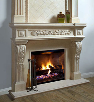 1145.534.Royal cast stone mantel gas fireplace