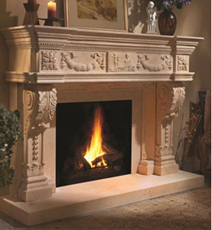 Sahara stone fireplace mantel