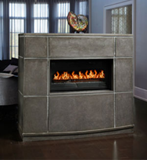 Custom stone fireplace mantel