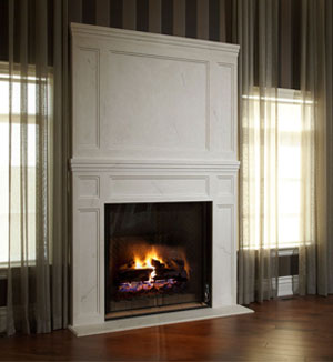 Custom cast stone fireplace