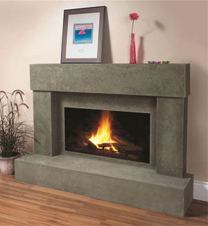 Olive cast stone fireplace mantel