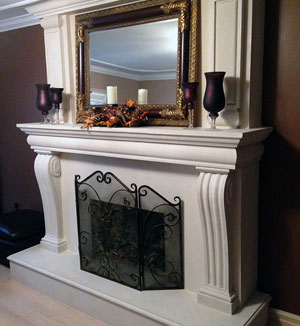 B1106.535 cast stone mantel wood fireplace