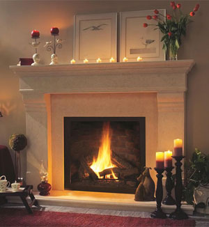Natural cast stone fireplace mantel