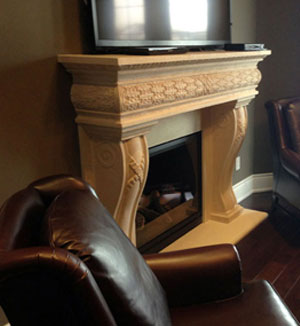 Modern cast stone fireplace mantel