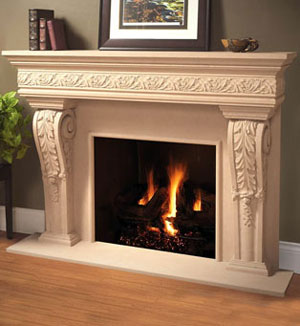 1110.Leaf.534 fireplace stone mantel