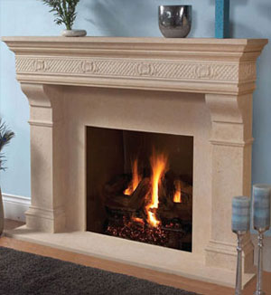 1110.Shell.557 fireplace stone mantel