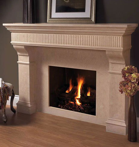 1110.Flute.557 fireplace stone mantel