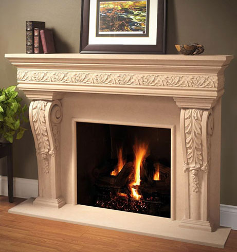 1110.Leaf.534 fireplace stone mantel