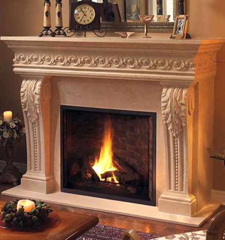 1110.Scroll.529 cabinet stone mantel