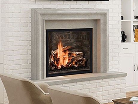 44115.7-GS with Mendota FV41 Gas Fireplace in Natural Open Cast