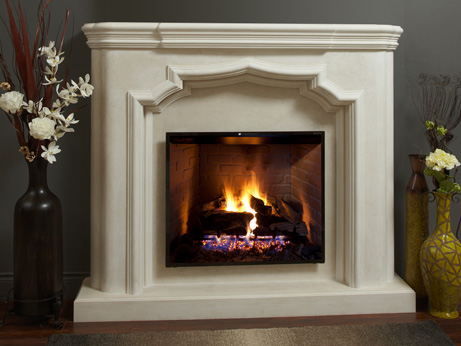 Chateau fireplace stone mantel