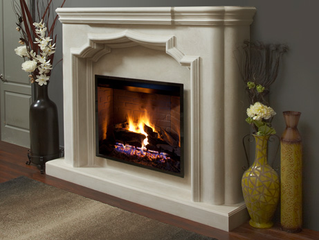 Chateau fireplace stone mantel