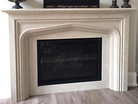 Tudor custom fireplace stone mantel